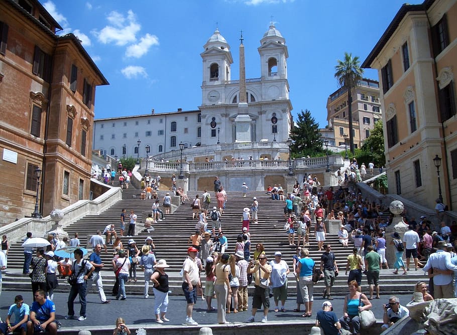 rome, spanish steps, architecture, italy, building, historically, HD wallpaper