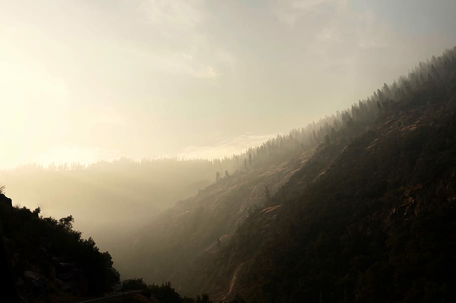 landscape photography of mountain range, mountain covered with fogs HD wallpaper