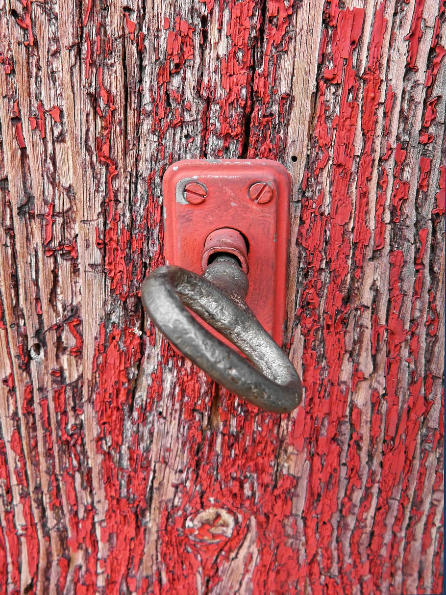 key, lock, old door, peeling paint, metal, red, close-up, wood - material HD wallpaper