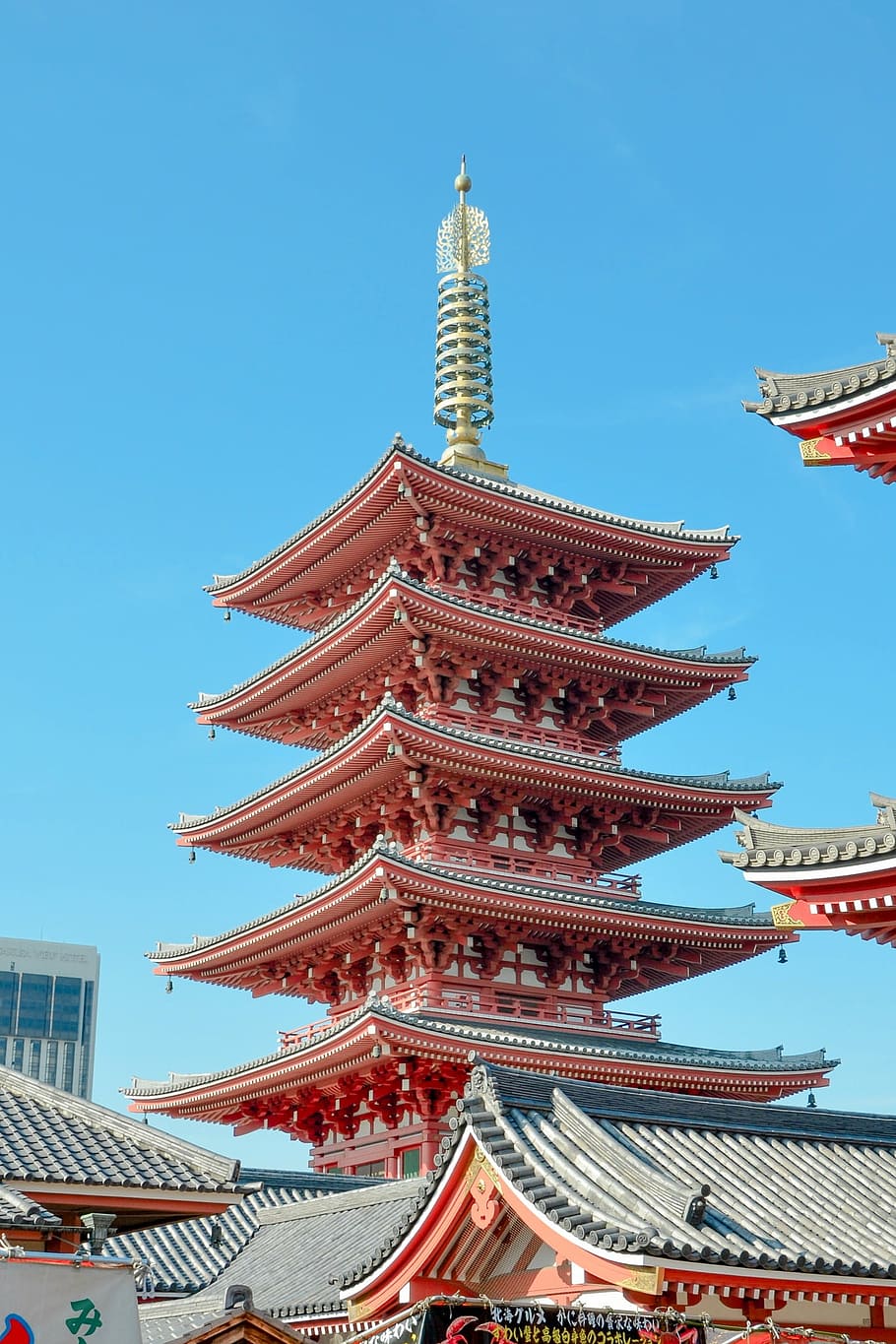 red and gray temple, pagoda, senso-ji, asakusa, tokyo, japan