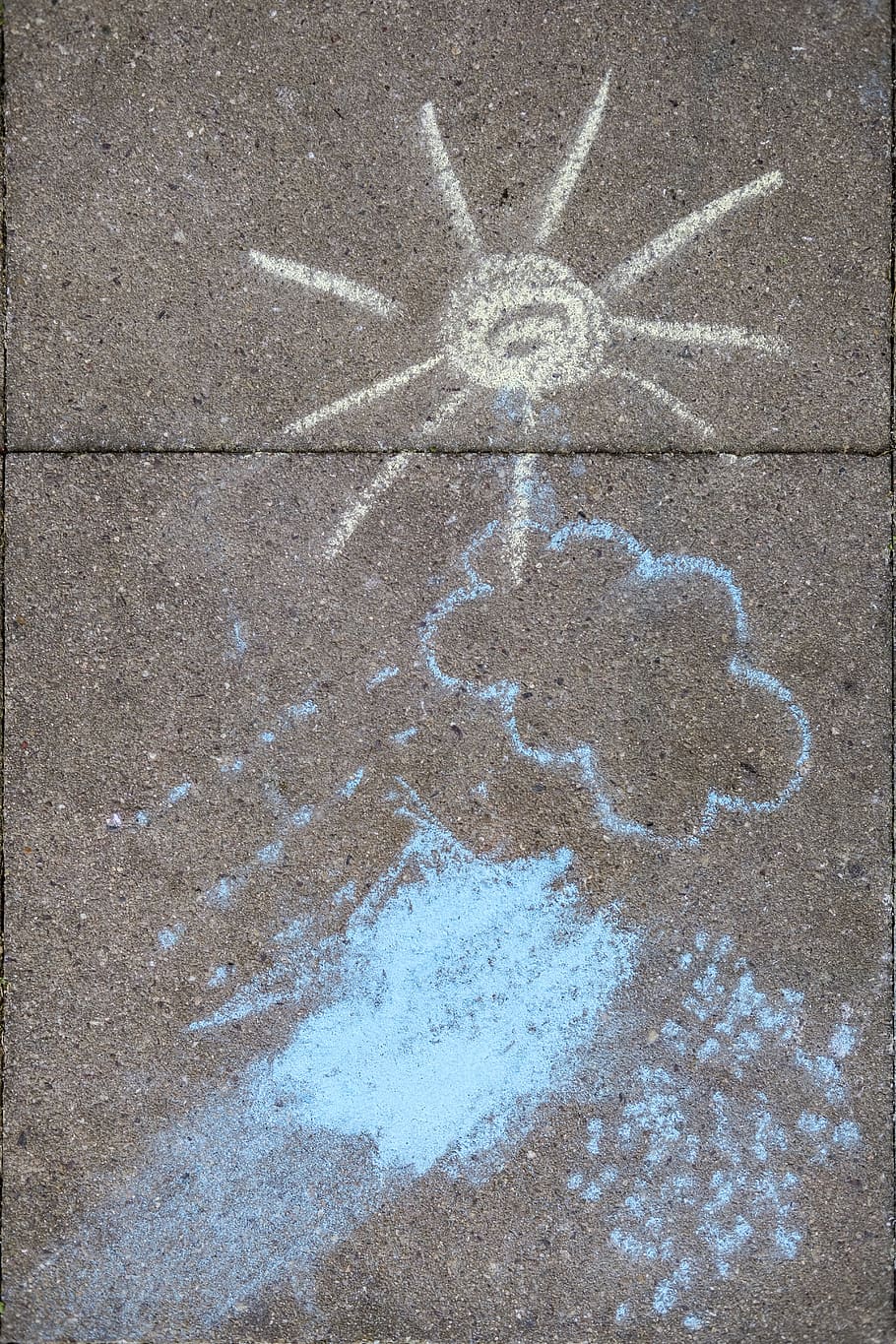 weather, clouds, rain, sunshine, chalk, flashlights, paint