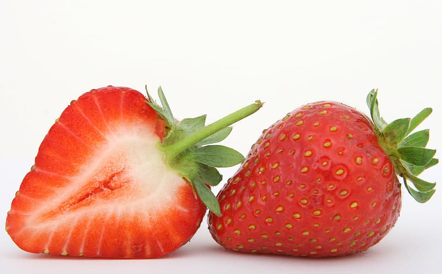 closeup photo of sliced strawberries, berry, breakfast, calories