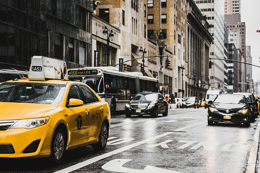 vehicles on road beside buildings during daytime, architecture HD wallpaper