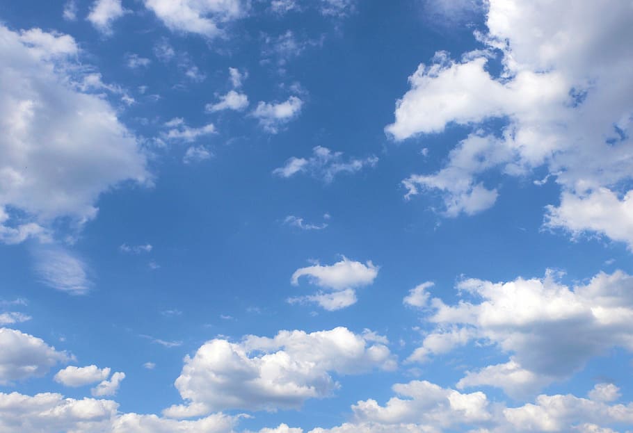 cloudy sky during daytime, blue sky, white clouds, air, cloud - sky HD wallpaper