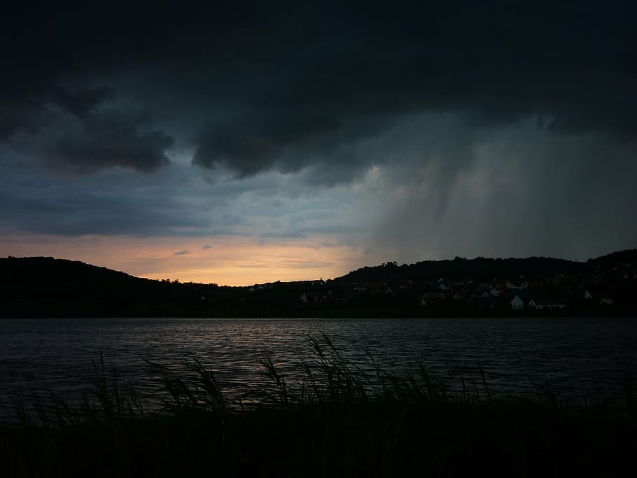 lake balaton, sunset, storm, cloud, tihany, nature, nightfall HD wallpaper