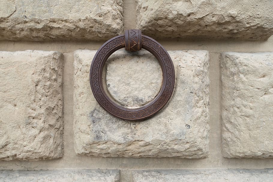 wall, thick, block, ring, iron, forged, ornament, metal, old HD wallpaper
