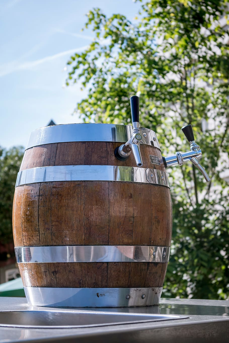 barrel, beer keg, tap, hahn, wood, festival, beer garden, gastronomy, HD wallpaper