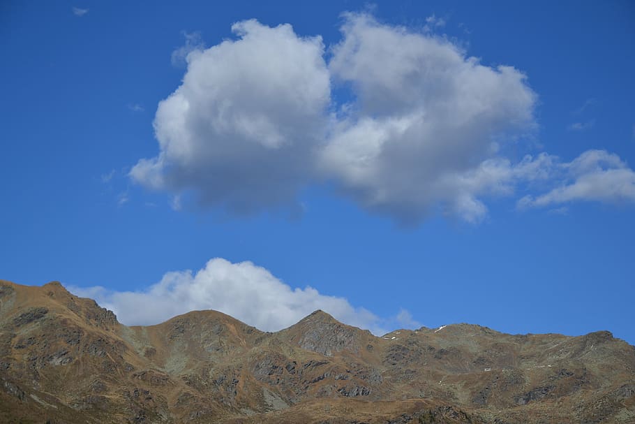 sky, blue, clouds, mountains, landscape, nature, mood, joy HD wallpaper