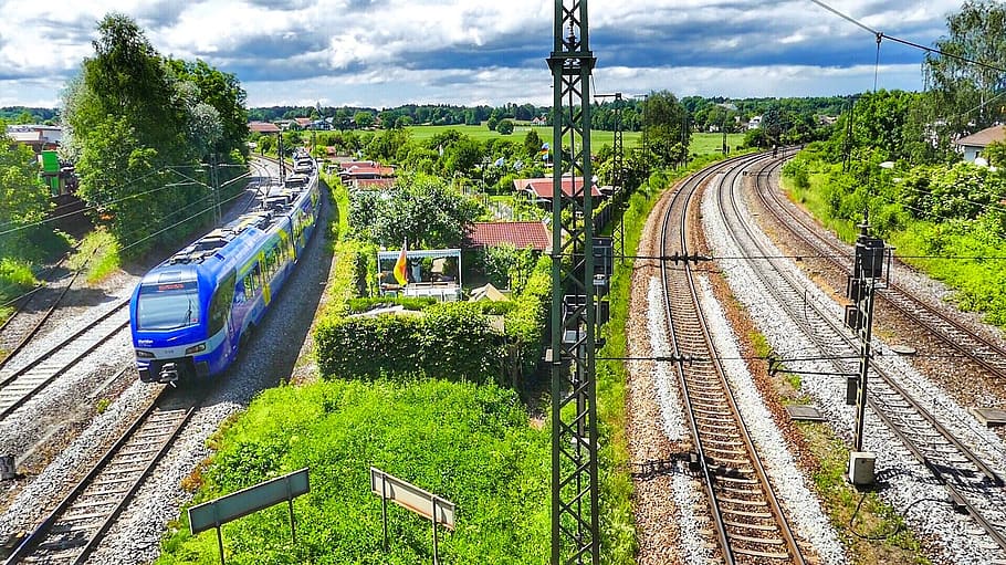 railway line, train, rail transportation, track, railroad track HD wallpaper