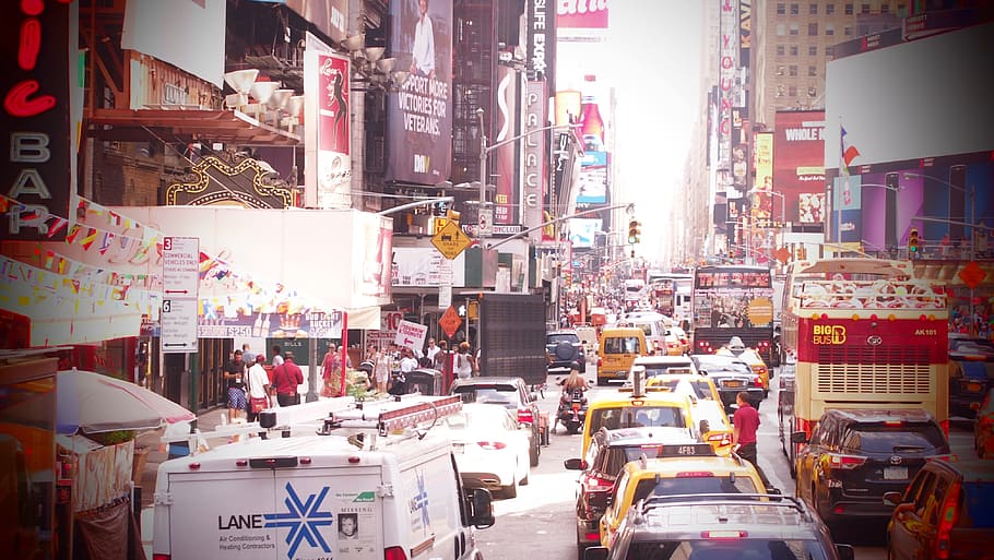 Time Square, New York, Jam, street, urban Scene, traffic, asia HD wallpaper