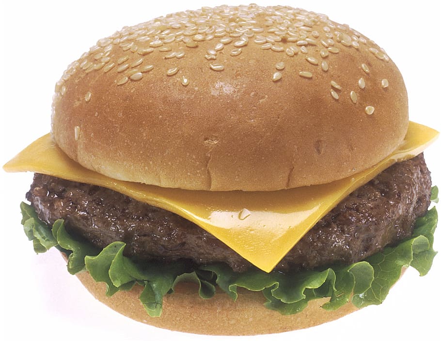 burger with cheese, cheeseburger, sesame, seed, bun, lettuce, HD wallpaper