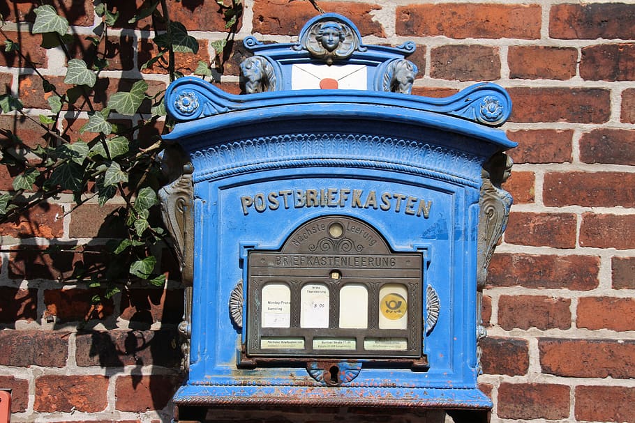 mailbox, old, blue, letter boxes, post mail box, architecture HD wallpaper