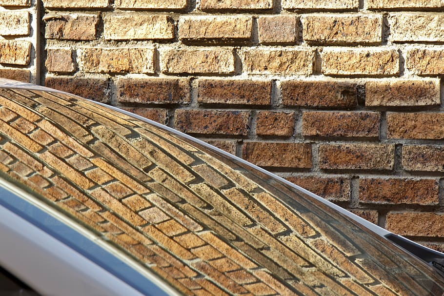 reflection, glass, wall, abstract, shiny, window, brick, brick wall HD wallpaper
