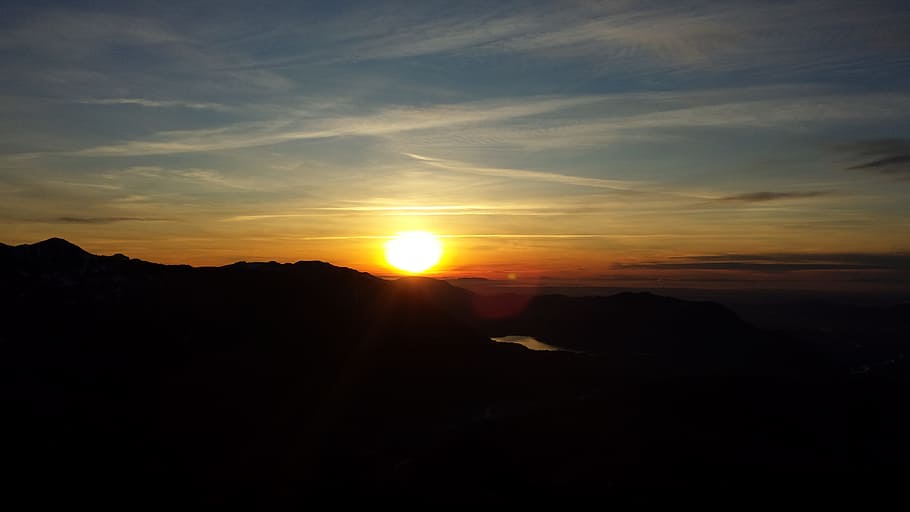 Sunset, Landscape, Beautiful, Evening, sky, nature, silhouette HD wallpaper
