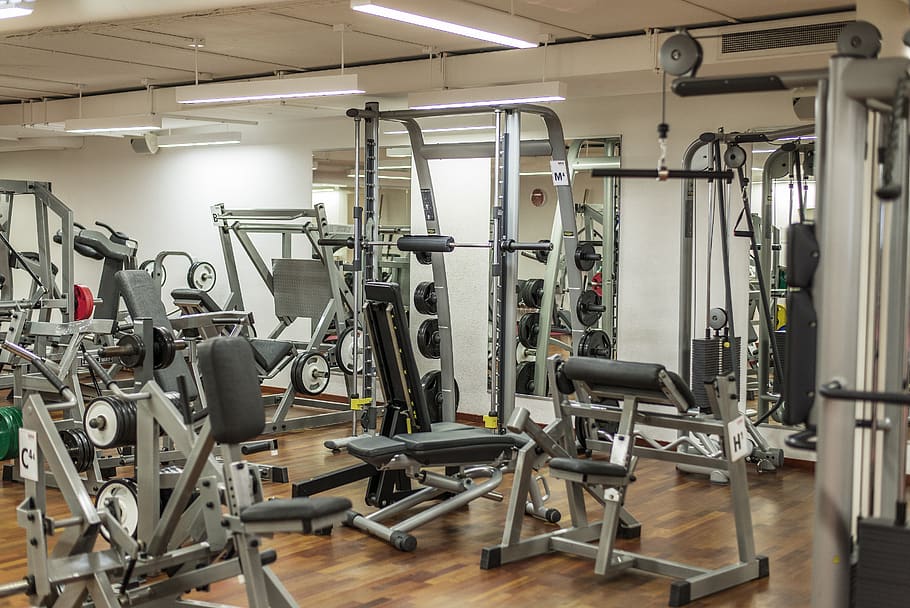 fitness studio, sport, train, gym, equipment, indoors, health club, HD wallpaper