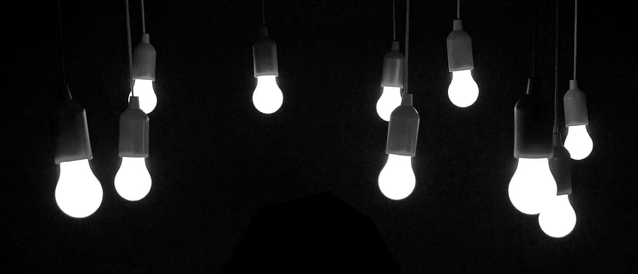 turned-on LED bulb lights, Light Bulbs, Light, Bulbs, Lamps, lamp holders