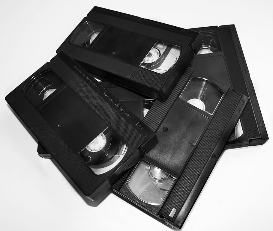 several black VHS tapes, video, video cassette, video recorder, HD wallpaper