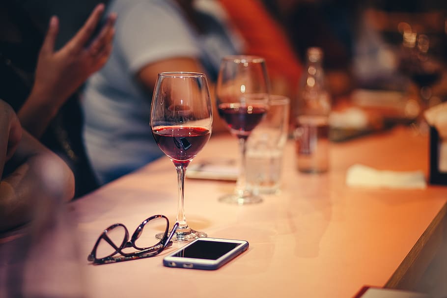 Wine Glasses On Table, beverage, drinks, eyewear, gathering, phone HD wallpaper