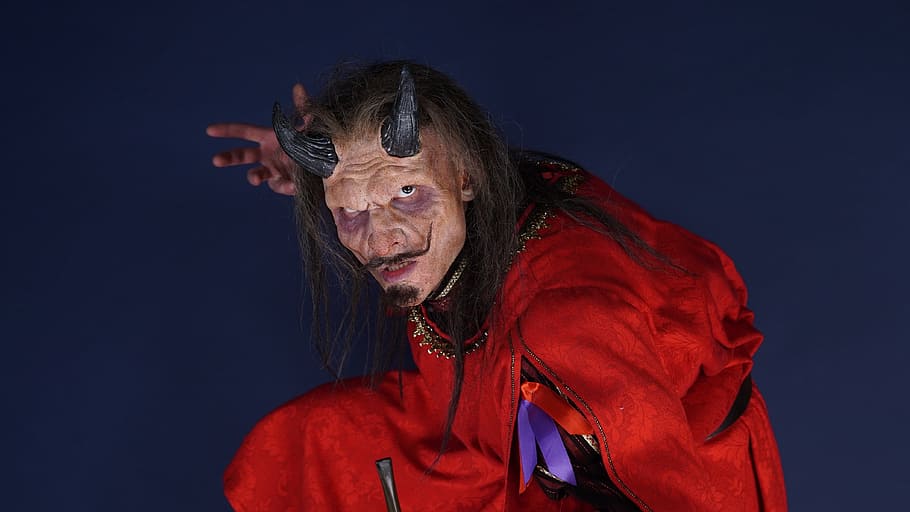 theatre, actor, halloween, red, adult, studio shot, one person HD wallpaper