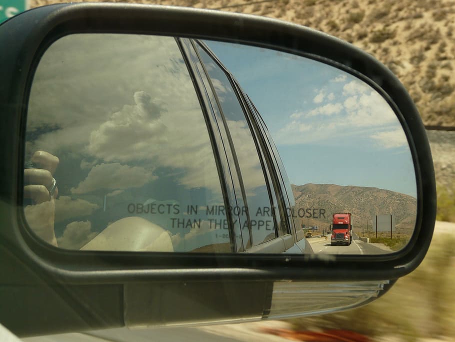 rear mirror, auto, drive, truck, car, transportation, driving HD wallpaper