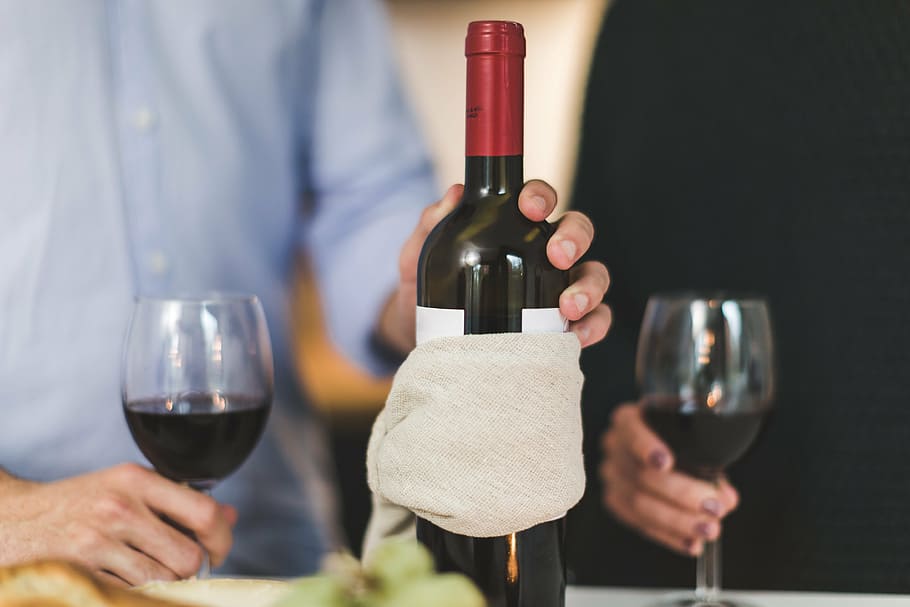 person holding goblet, people, man, wine, serve, glass, table HD wallpaper