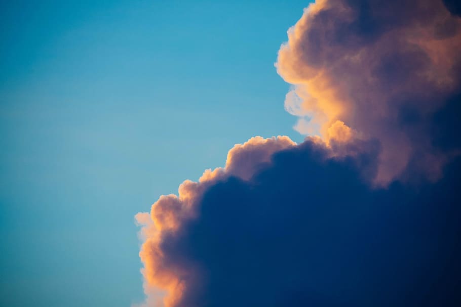 blue sky and clouds, untitled, sunlight, orange, cloudy, cloud - sky HD wallpaper