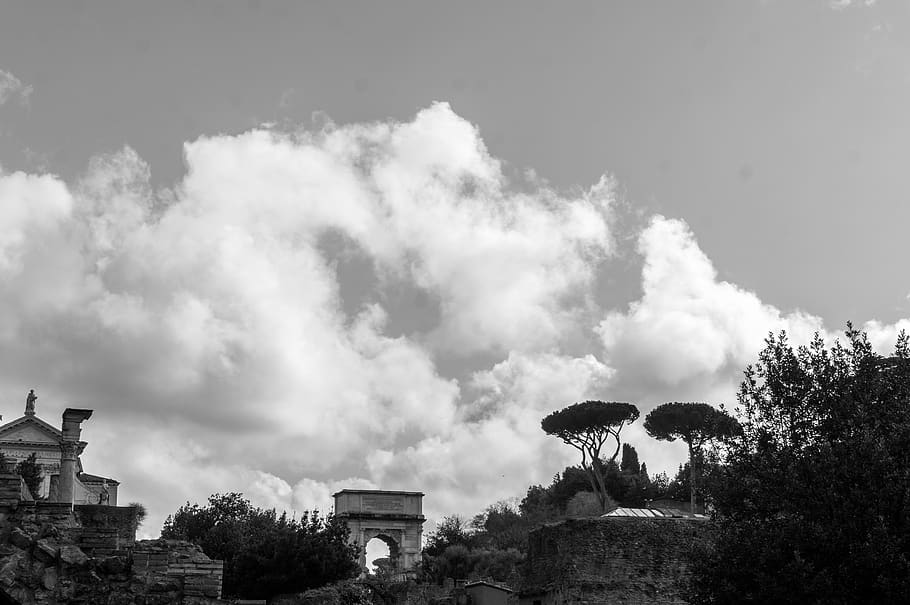 architecture, building, infrastructure, sky, clouds, tree, plant HD wallpaper