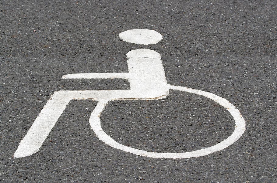 asphalt, road, pictogram, wheelchair users, disability, parking, HD wallpaper