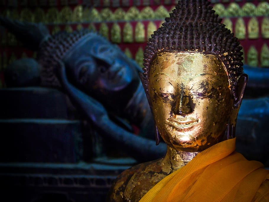Gautama Buddha statuette, buddhism, thailand, face, facial expression