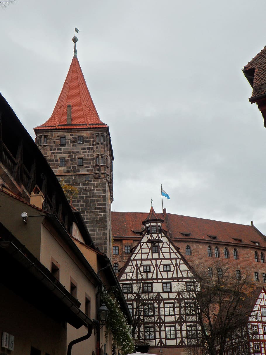 Imperial Castle, Nuremberg, building, tower, truss, fachwerkhaus