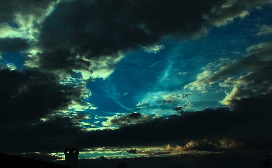 blue, sky, clouds, lights, panorama, spectacular, cloud - sky HD wallpaper