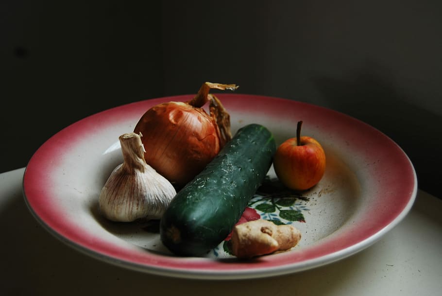 Vegetables, courgette, garlic, ginger, ingredient, ingredients HD wallpaper