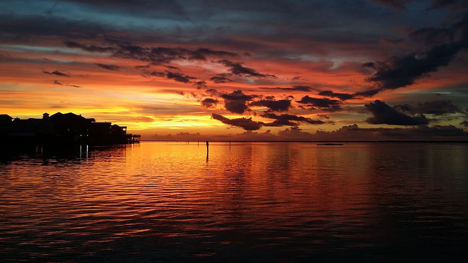 red, sunset, clouds, sky, cloud - sky, water, beauty in nature HD wallpaper