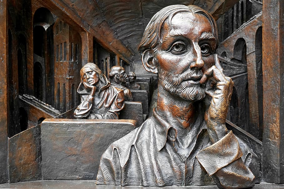 Sculpture, Aged, Thought, Statue, art, old, head, antique, monument HD wallpaper