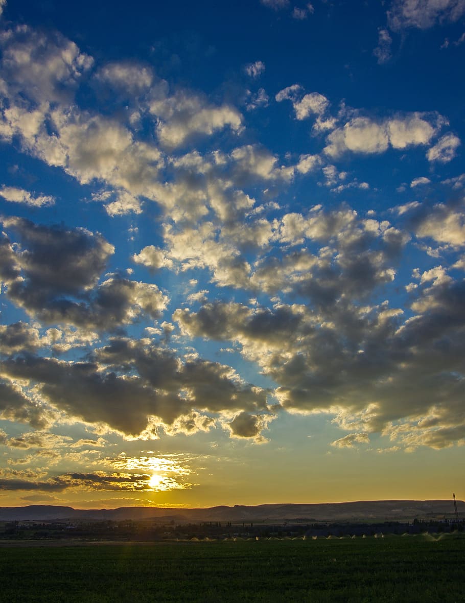 sunset, day, solar, clouds, white, place, yellow, light, nature HD wallpaper