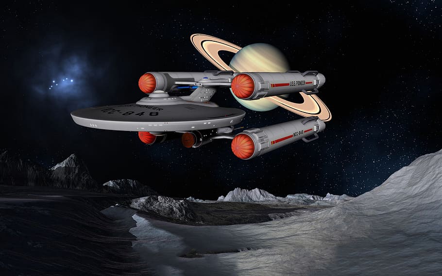 gray and red Star trek USS Enterprise, spaceship, uss pioneer, HD wallpaper