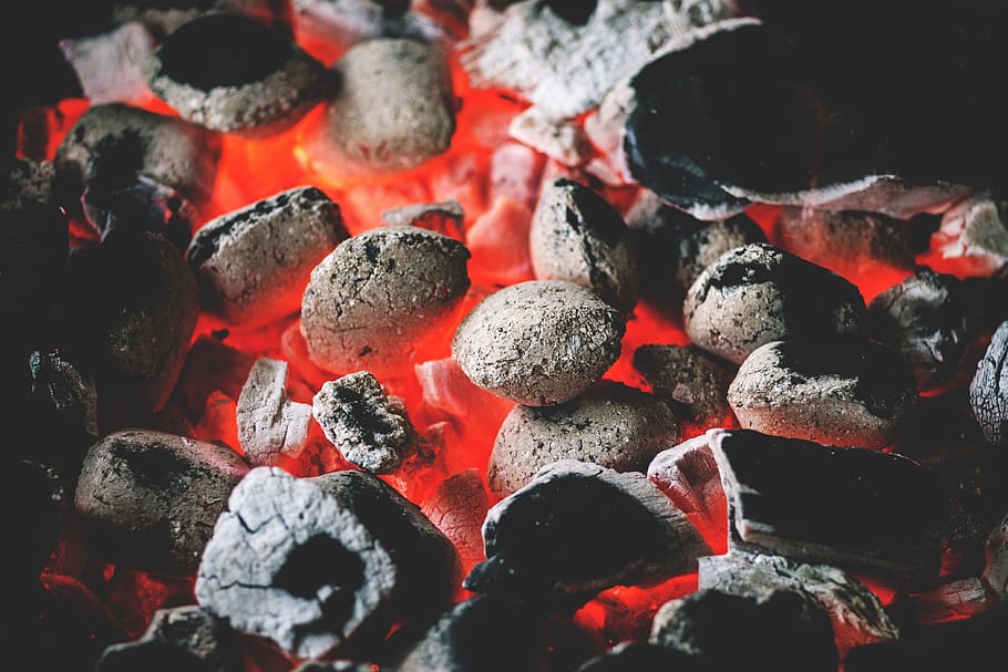 Coal on BBQ, food/Drink, barbecue, barbeque, cooking, fire, grill, HD wallpaper