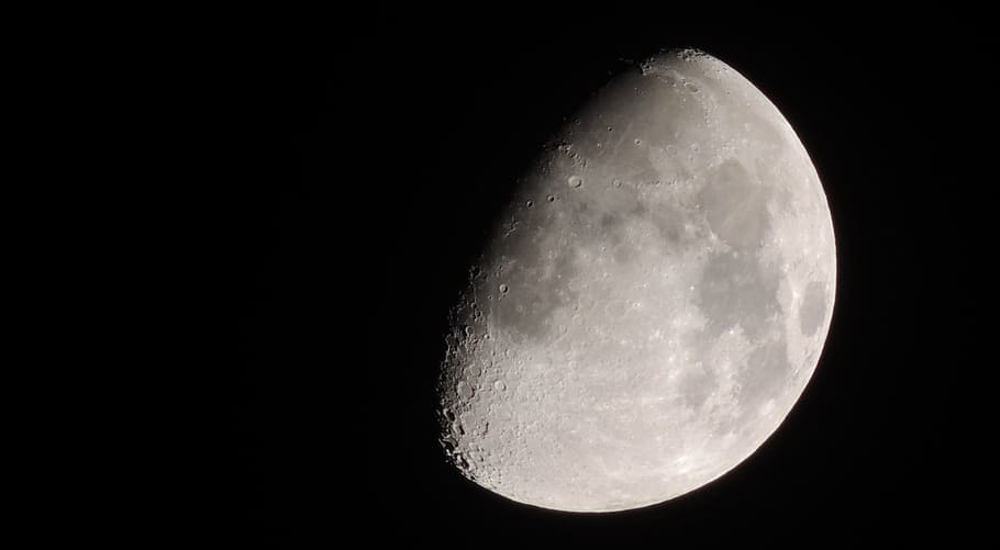 Gray Moon, crater, dark, luna, night, space, astronomy, sky, moon surface HD wallpaper