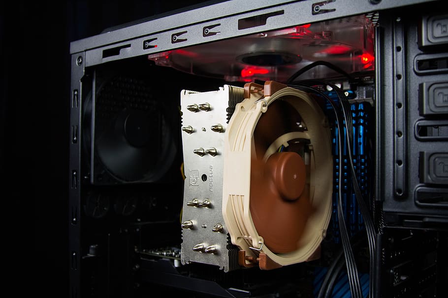 close-up photo of black computer tower turned on, Pc, Cpu Cooler HD wallpaper