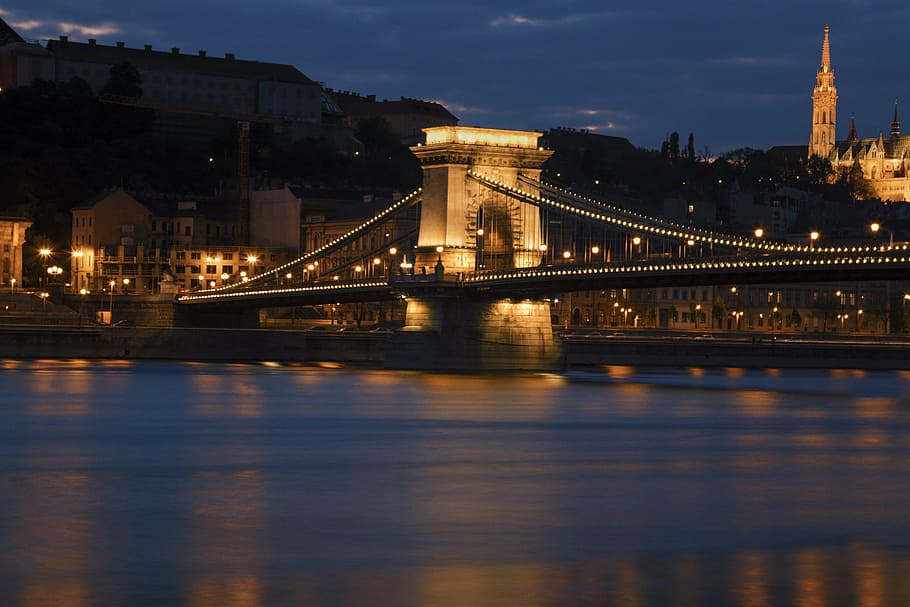 bridge, budapest, hungary, chain bridge, capital, in the evening HD wallpaper