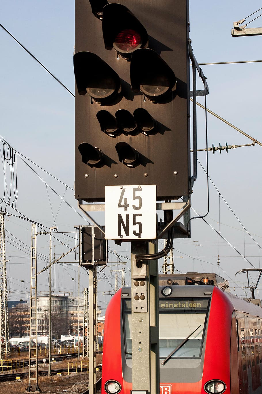 signal, stop, train, s bahn, driving a, red, loco, tracks, mobile HD wallpaper