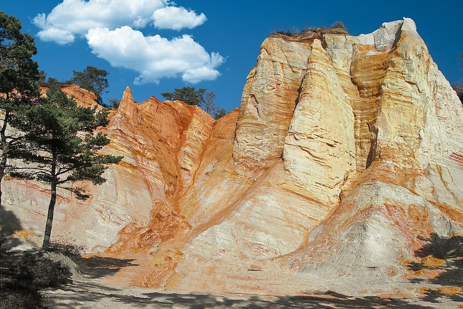 red, rock, ocher, landscape, nature, france, roussillon, provence HD wallpaper