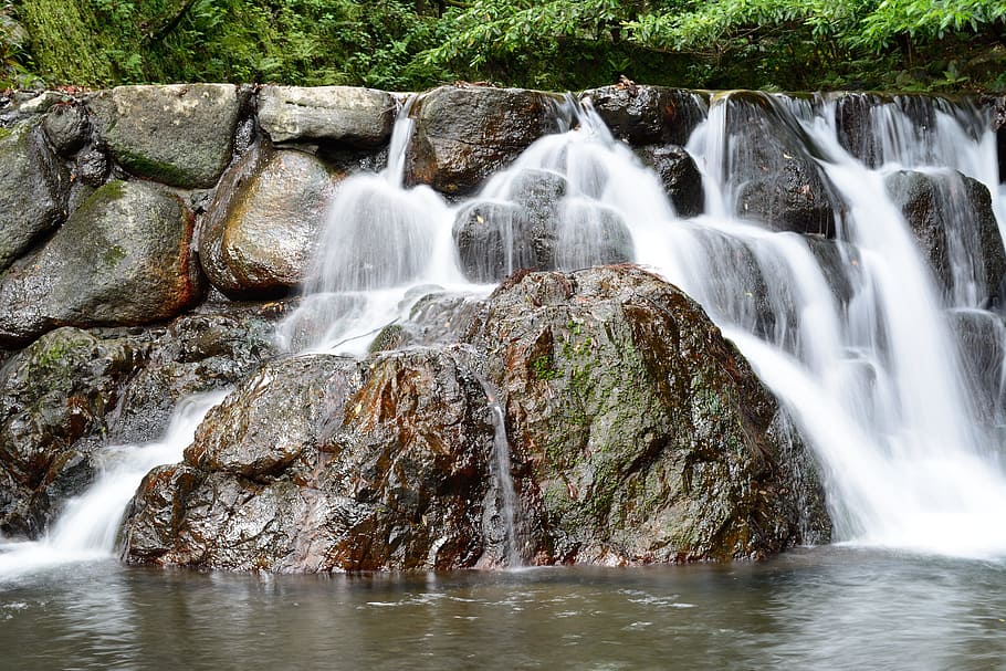 Waterfall, Flow, Stream, Nature, rock - object, no people, scenics HD wallpaper