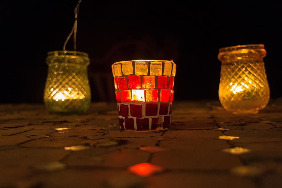 candle, candlelight, glow, night, orange, romance, illuminated HD wallpaper