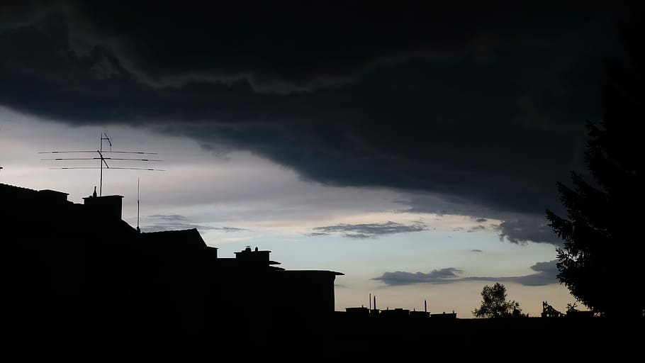 Thunderstorm, Clouds, Gloomy, threatening, silhouette, cloud - sky HD wallpaper