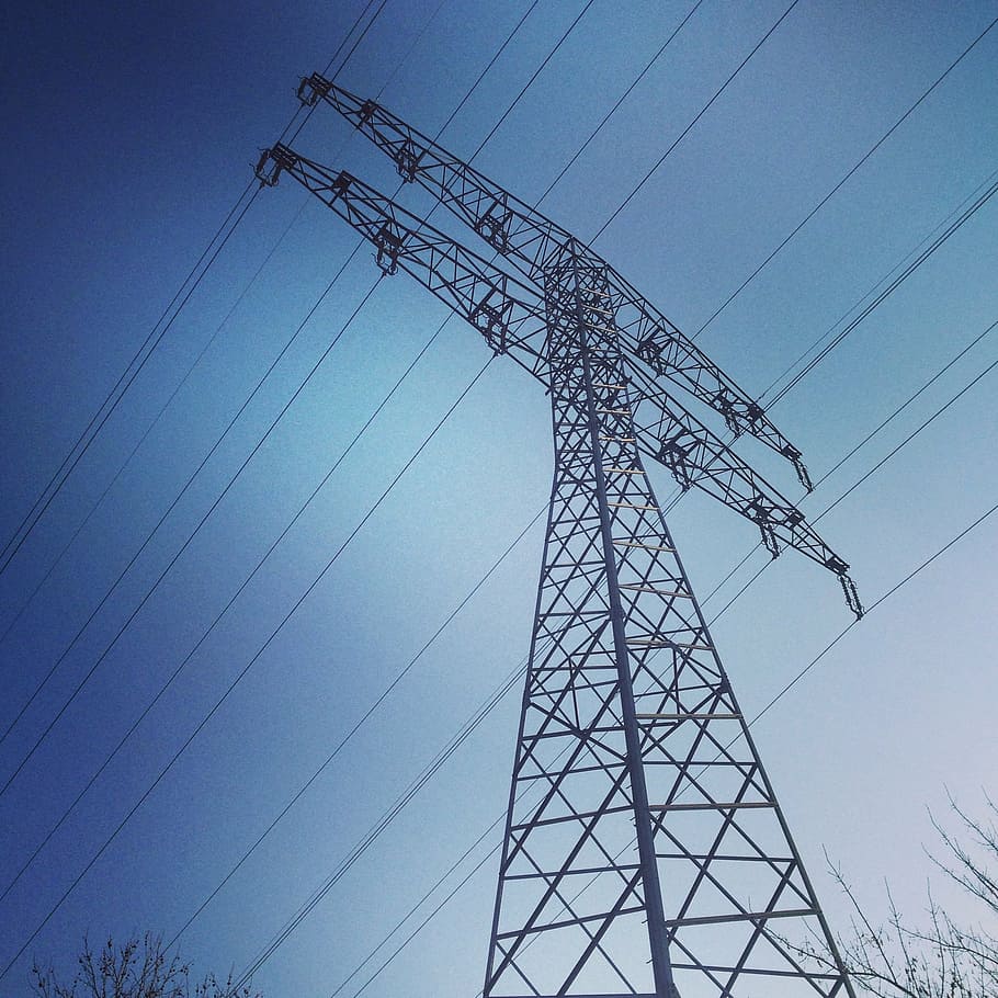 strommast, power poles, current, electricity, power lines, energy, HD wallpaper