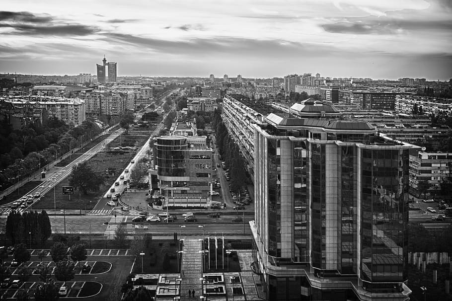 city building in greyscale photography, belgrade, serbia, europe, HD wallpaper