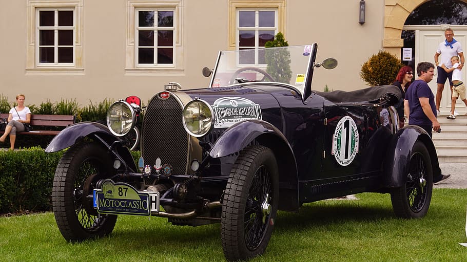 bugatti, old, antique, car, historic, old auto, antique auto HD wallpaper