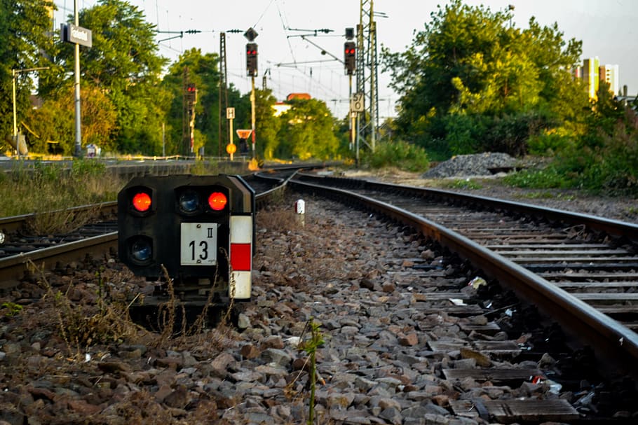 soft, signal, train, light, gleise, railway, seemed, rail transportation HD wallpaper