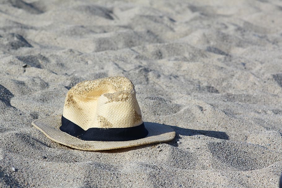 beach, sand, costa, waters, land, hat, sunlight, nature, no people HD wallpaper
